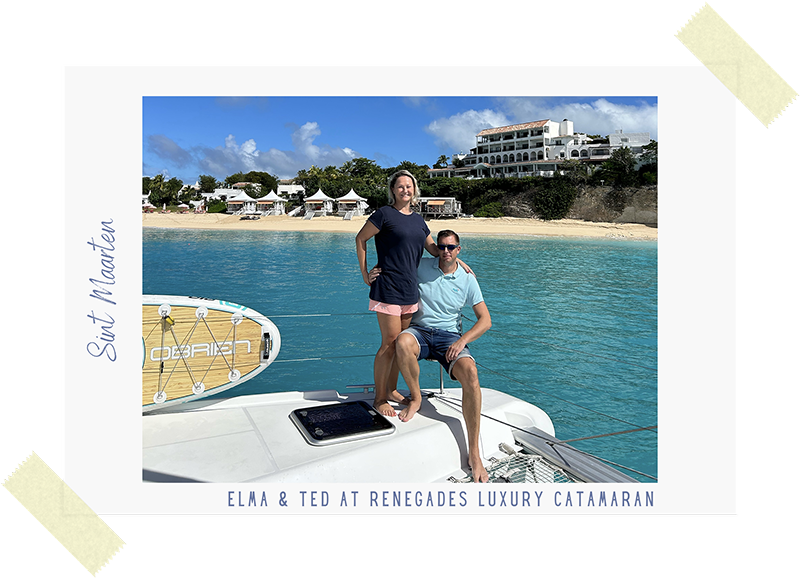 Photo of Elma and Ted on Catamaran Charter in Sint Maarten - Champagne on Renegades Luxury Catamaran